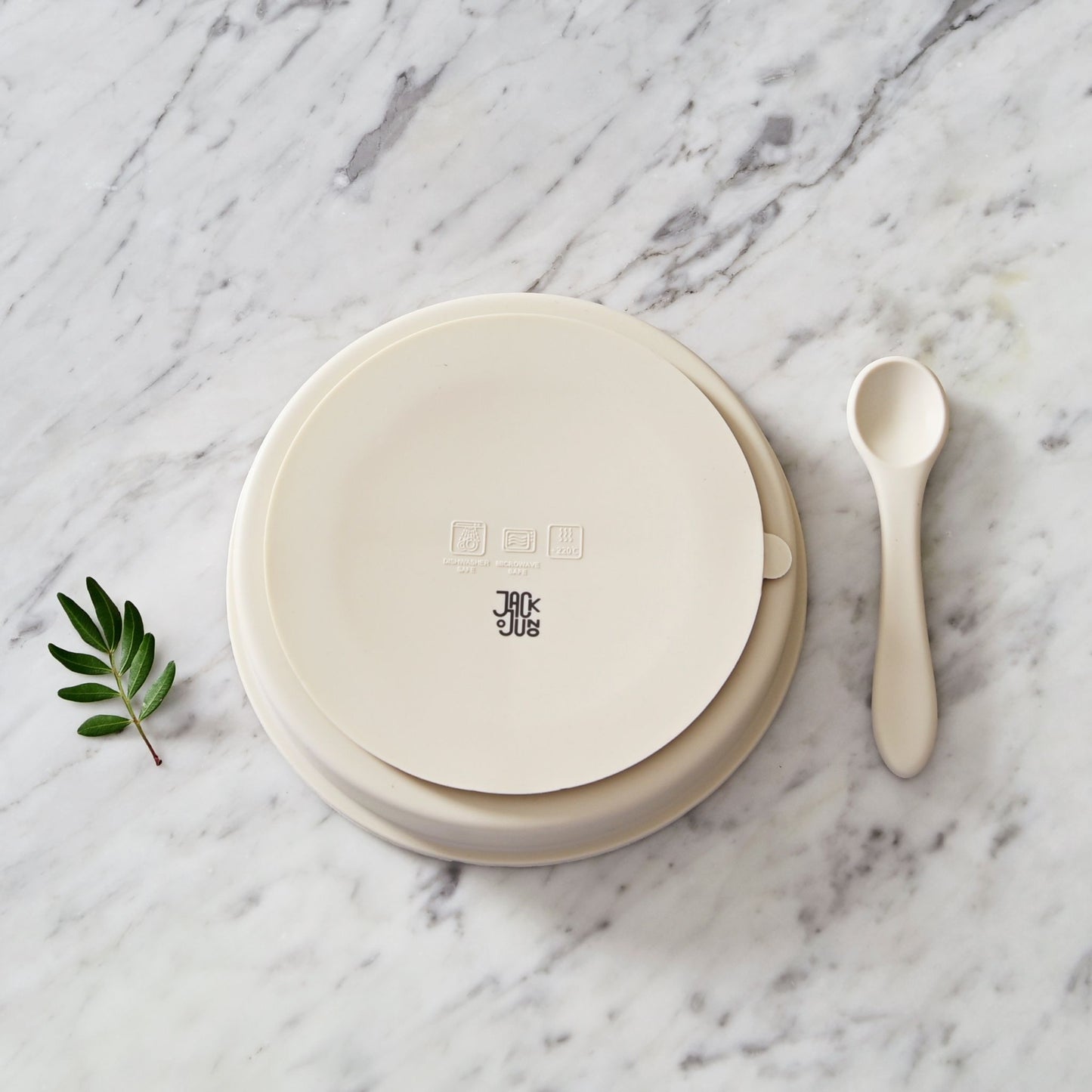 Bubble - tallerken + skje Beige