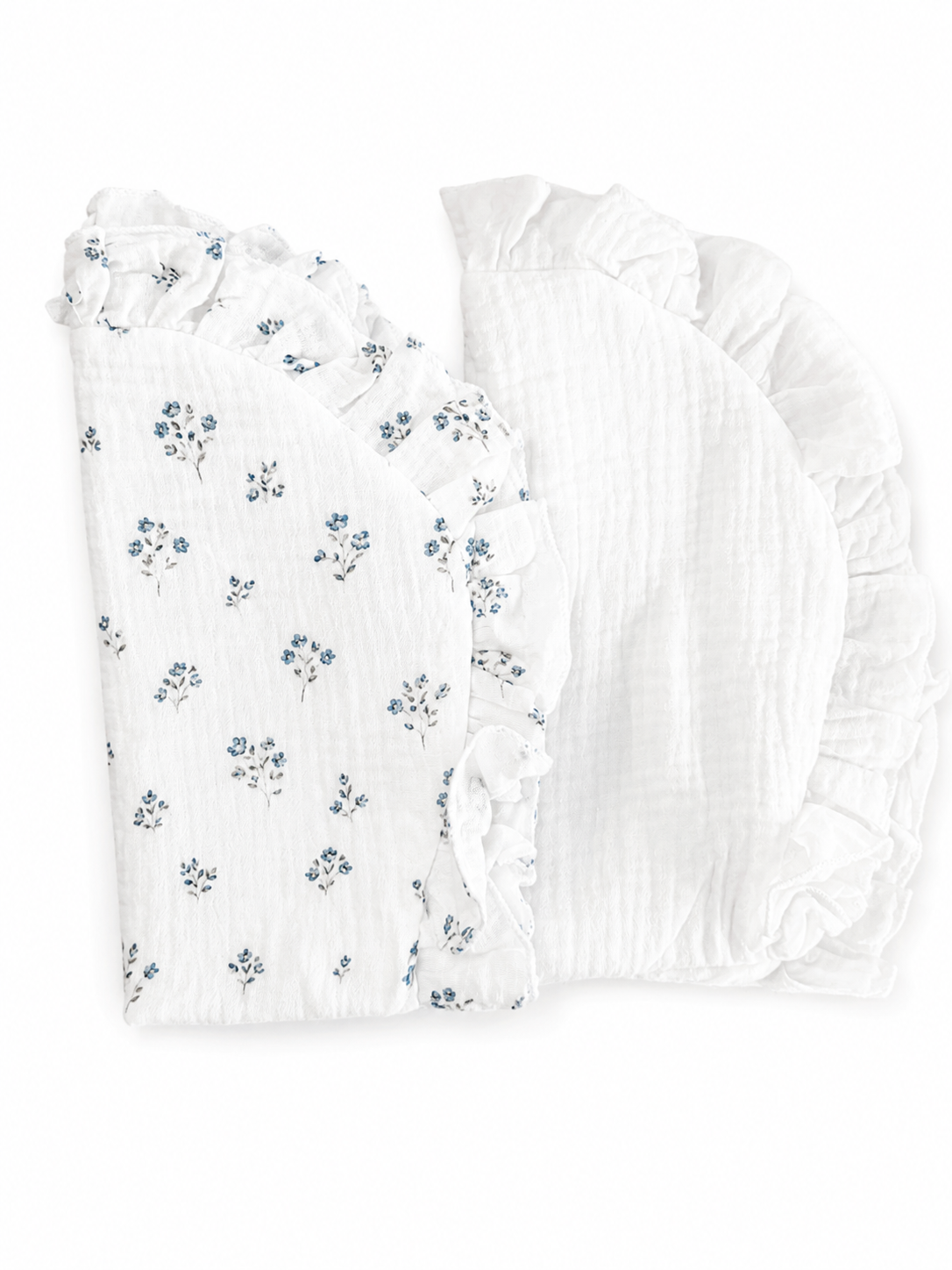 2pk gulpeklut med vanntett underside - Mix Blå blomster + Hvit blonder