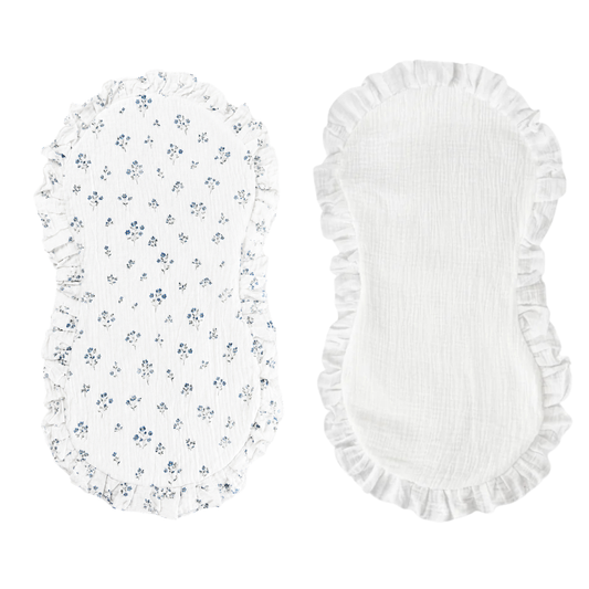 2pk gulpeklut med vanntett underside - Mix Blå blomster + Hvit