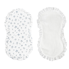 2pk gulpeklut med vanntett underside - Mix Blå blomster + Hvit blonder