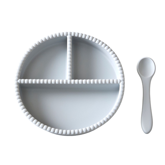 Bubble - tallerken + skje Grå