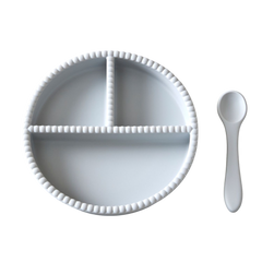 Bubble - tallerken + skje Grå