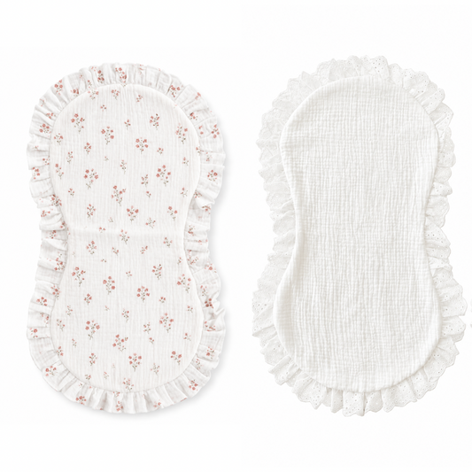 2pk gulpeklut med vanntett underside - Mix Rosa blomster + Hvit blonder