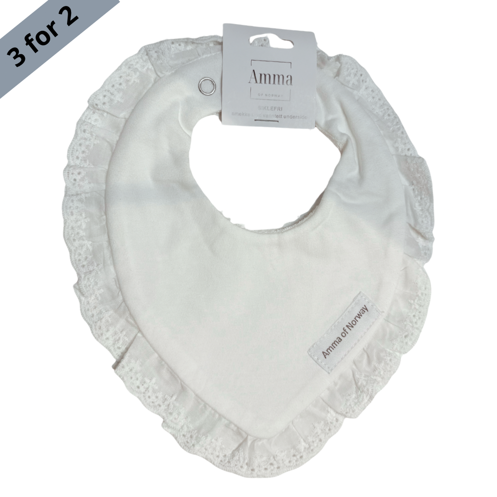 Bib with waterproof underside - white