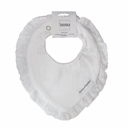 Smekke med vanntett underside - hvit med blonder