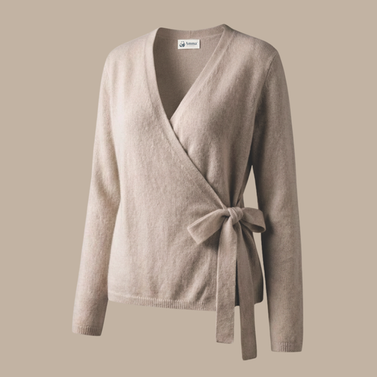 Ammegenser wrap 100% merinoull - Taupe