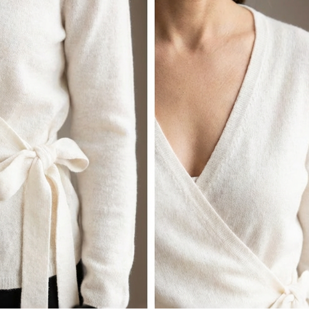 Ammegenser wrap 100% merinoull - Hvit